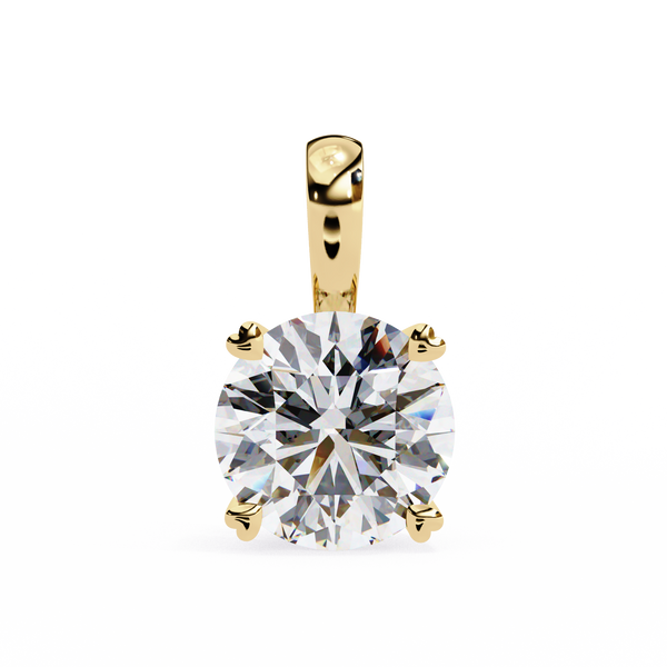 Gold Round Brilliant Diamond Four-Prong Solitaire Pendant