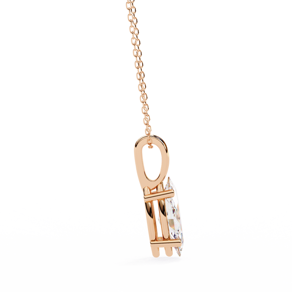 Rose Gold Marquise Diamond Solitaire Pendant