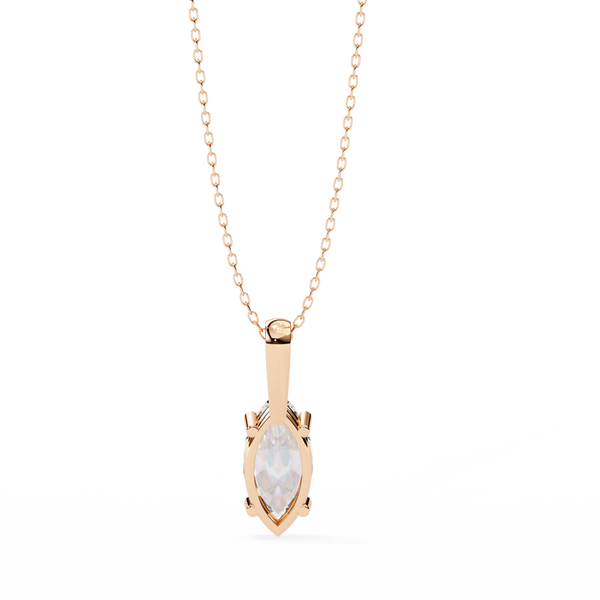 Rose Gold Marquise Diamond Solitaire Pendant