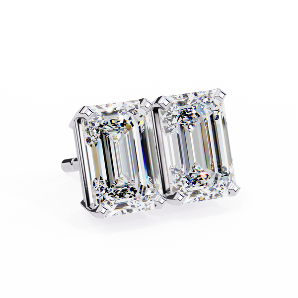 Emerald Cut Diamond Stud Earrings