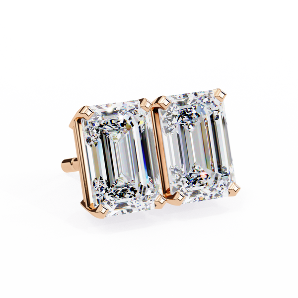 Emerald Cut Diamond Stud Earrings
