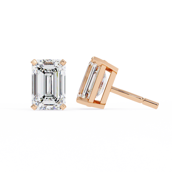 Emerald Cut Diamond Stud Earrings