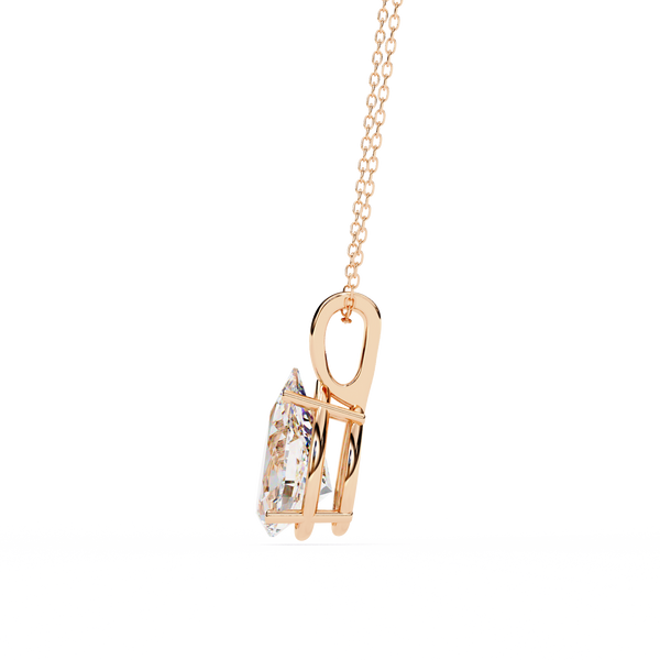 Rose Gold Pear Cut Diamond Solitaire Pendant