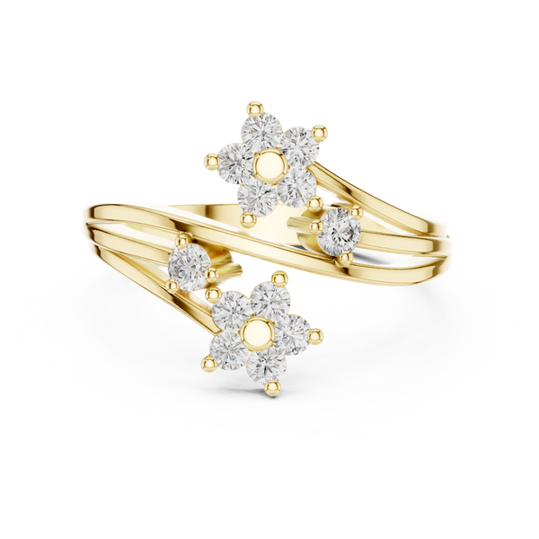 Fiore Twin Flower Diamond Bypass Ring
