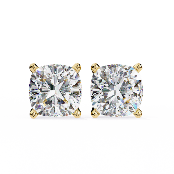 Cushion-Cut Natural Diamond Stud Earrings
