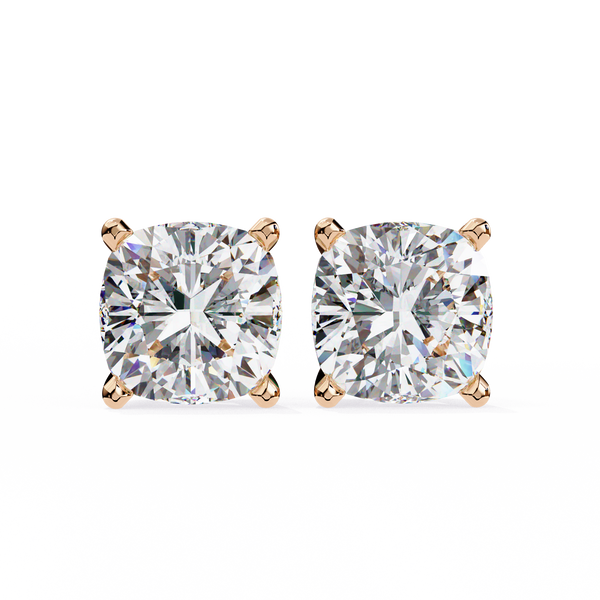 Cushion-Cut Natural Diamond Stud Earrings