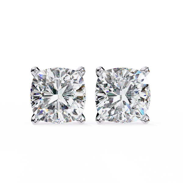 Cushion-Cut Natural Diamond Stud Earrings