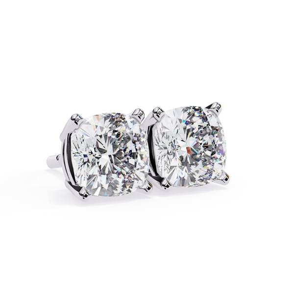 Cushion-Cut Natural Diamond Stud Earrings