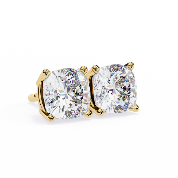 Cushion-Cut Natural Diamond Stud Earrings