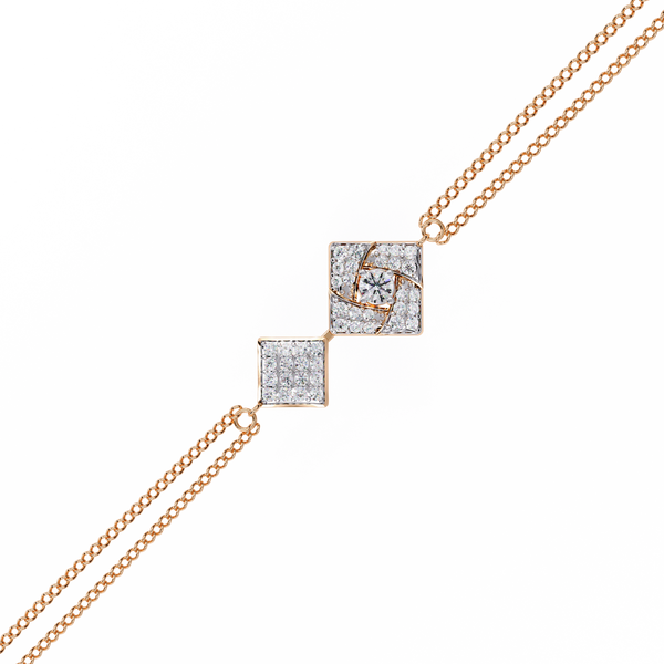 Rose Gold Duo Rhombus Diamond Chain Bracelet