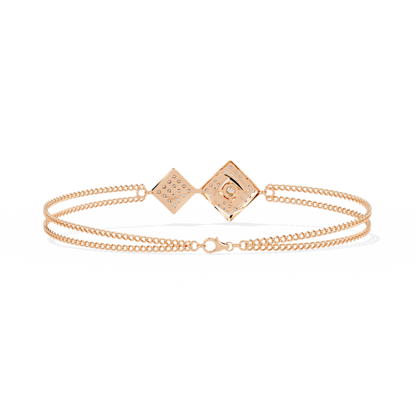 Rose Gold Duo Rhombus Diamond Chain Bracelet