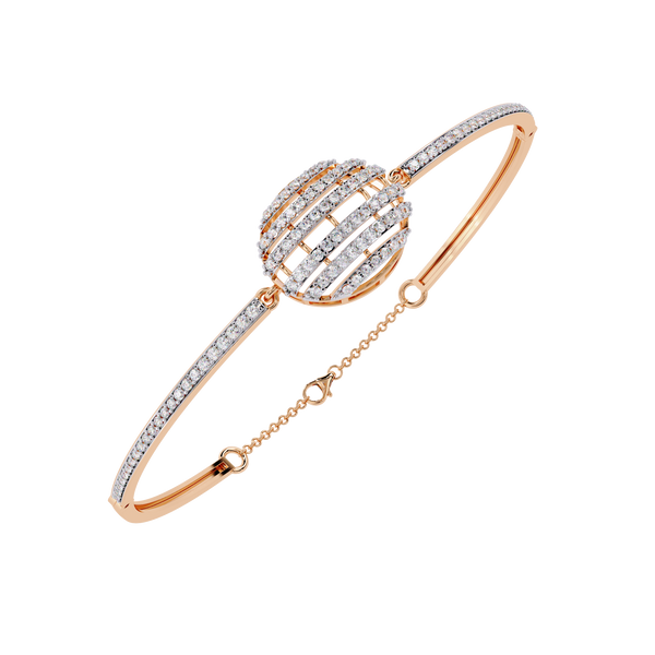 Rose Gold Eclipse Grid Circle Diamond Bracelet