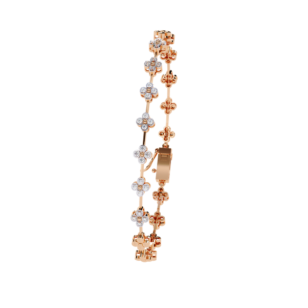 Rose Gold Blossom Station Flower Diamond Bracelet