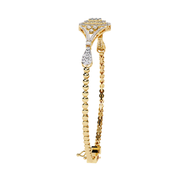 Yellow Gold Regalia Cushion Halo Diamond Bracelet