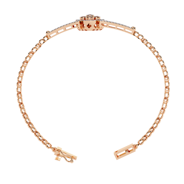 Rose Gold Clover Halo Swirl Diamond Bracelet