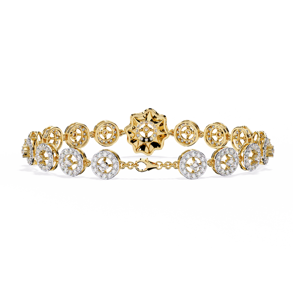 Yellow Gold Orbis Circle Station Diamond Bracelet