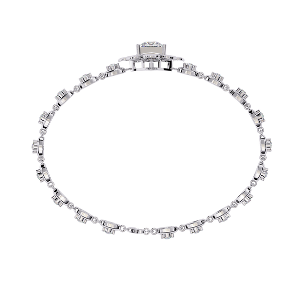 White Gold Princess-Cut Floral Diamond Bracelet