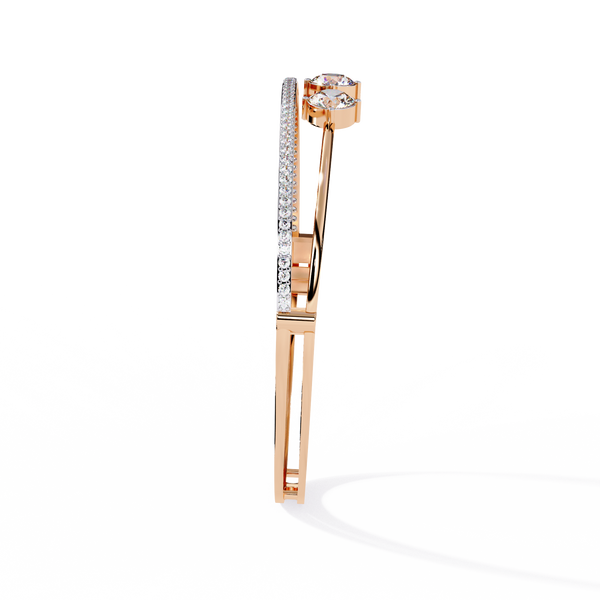 Rose Gold Trio Solitaire Rail Diamond Bracelet