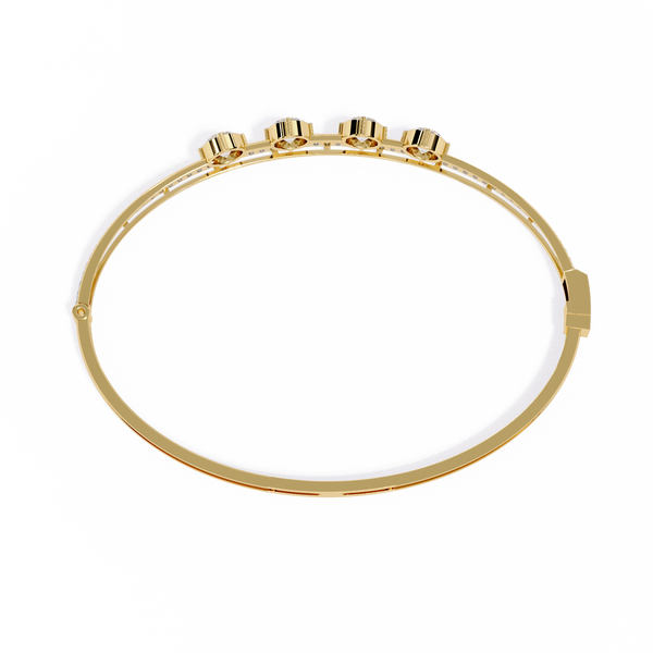 Yellow Gold Trio Solitaire Rail Diamond Bracelet