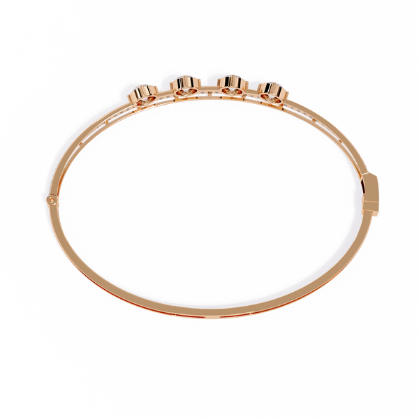 Rose Gold Trio Solitaire Rail Diamond Bracelet