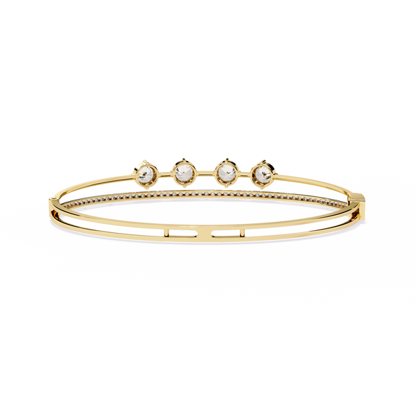 Yellow Gold Trio Solitaire Rail Diamond Bracelet