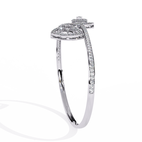 White Gold Twin Shield Bypass Diamond Bracelet