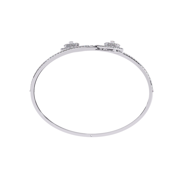 White Gold Twin Shield Bypass Diamond Bracelet