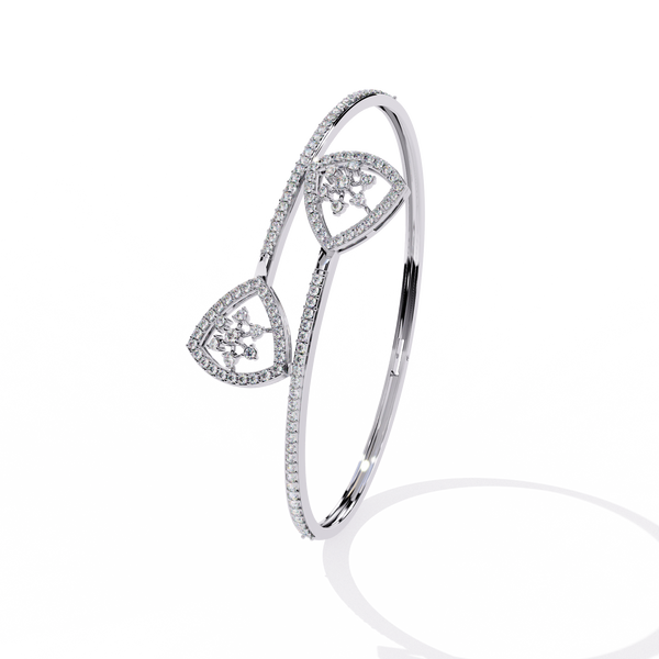 Gold Diamond Open Shield Bypass Cuff Bracelet