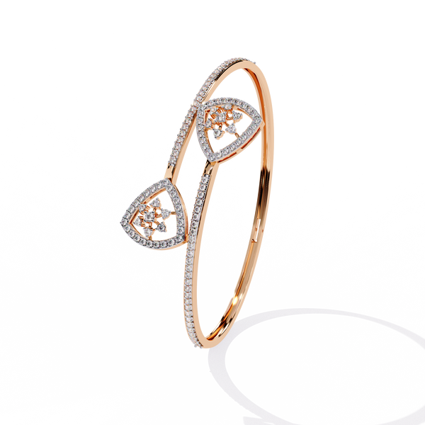 Rose Gold Twin Shield Bypass Diamond Bracelet