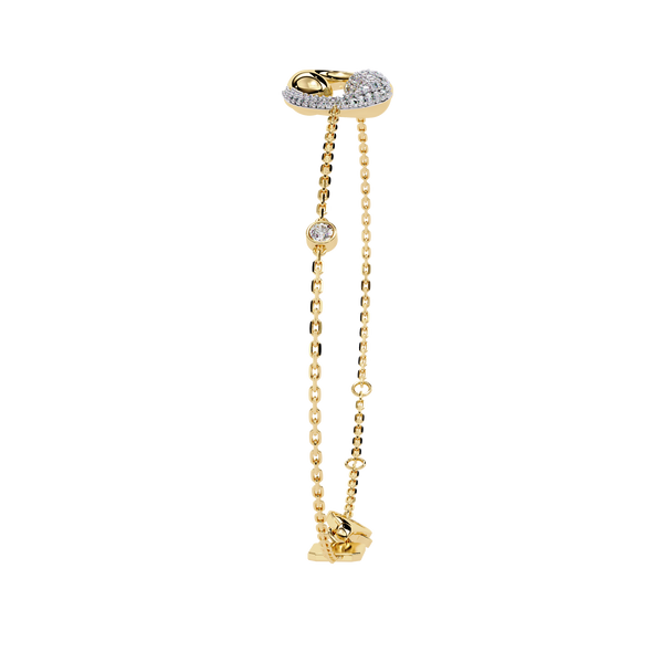 Yellow Gold Pavé Swirl Diamond Chain Bracelet