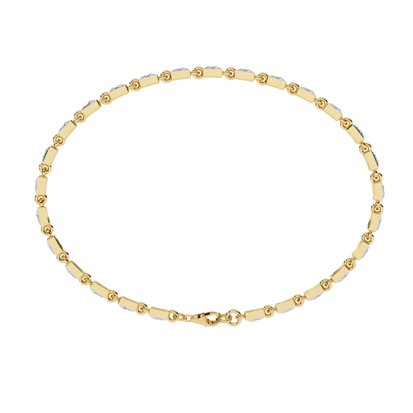 Yellow Gold Rectangular Station Diamond Line Bracelet
