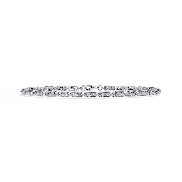 White Gold Rectangular Station Diamond Line Bracelet