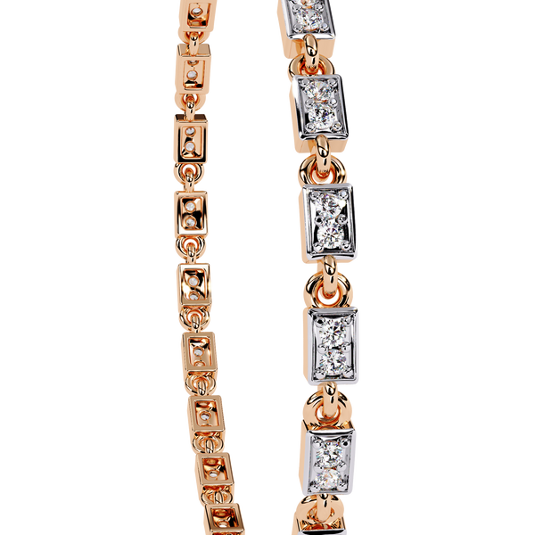 Rose Gold Baguette & Round Alternating Link Diamond Bracelet