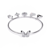 White Gold Charm Bracelet with Butterfly Clasp