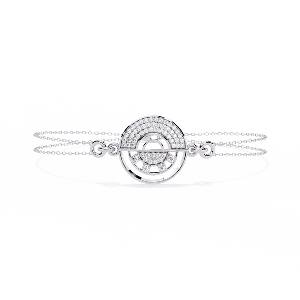 White Gold Pavé Disc Diamond Chain Bracelet
