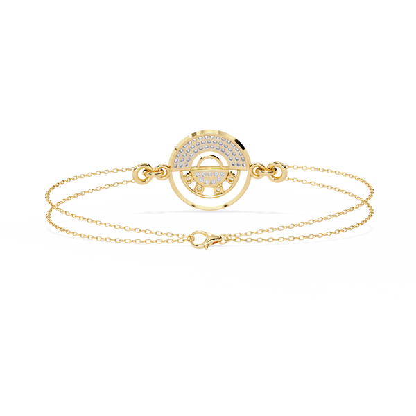 Yellow Gold Pavé Disc Diamond Chain Bracelet