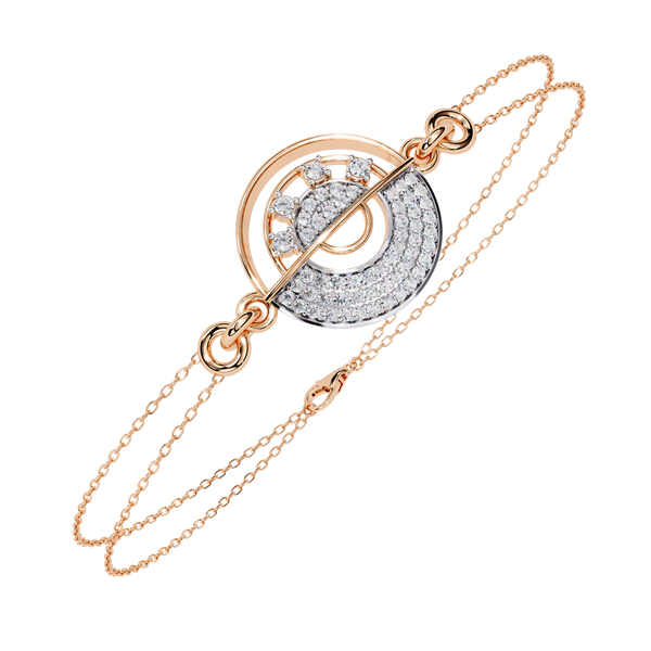 Rose Gold Crescent Orbit Diamond Chain Bracelet