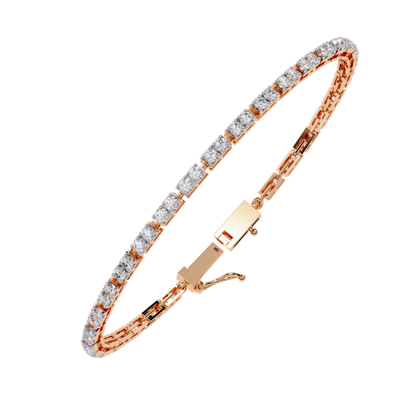 Rose Gold Classic Four-Prong Tennis Diamond Bracelet