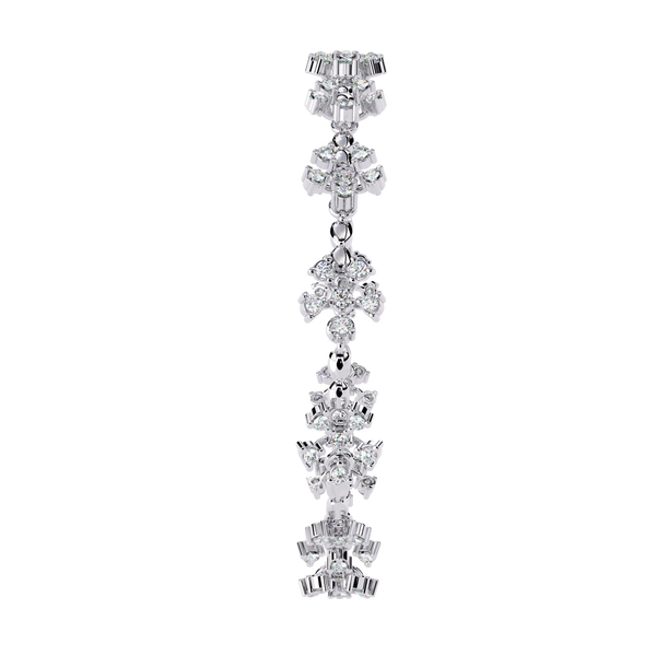 White Gold Floral Cluster Diamond Line Bracelet