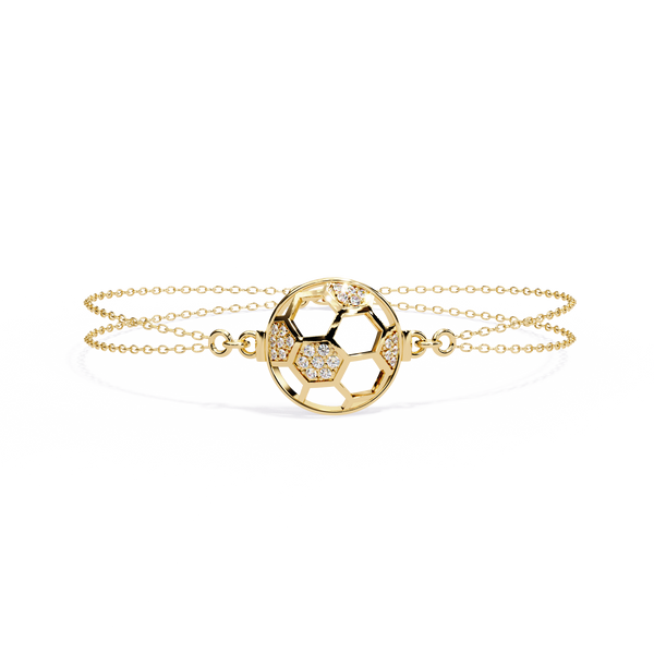 Yellow Gold Openwork Hexagon Disc Triple Chain Bracelet