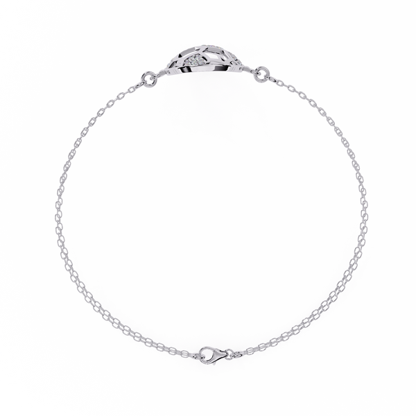 White Gold Diamond Honeycomb Sphere Double Chain Bracelet