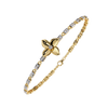 Yellow Gold Four-Petal Flower Station Link Bracelet