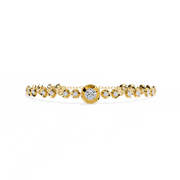 Yellow Gold Graduated Bezel Disc Diamond Bracelet
