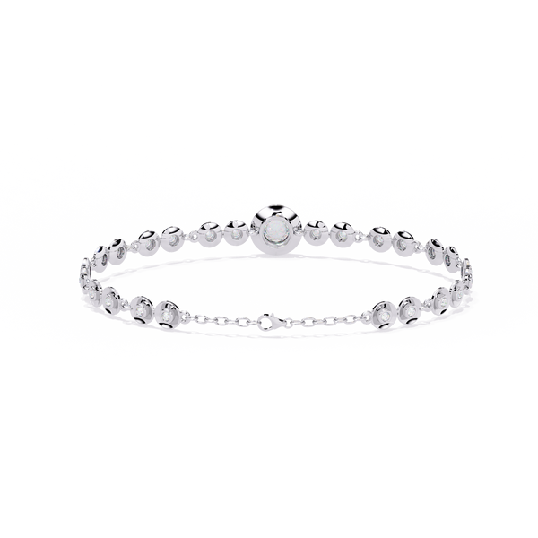 White Gold Diamond Graduated Bezel Disc Station Bracelet