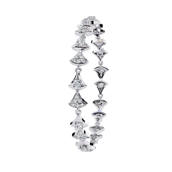 White Gold Diamond Alternating Fan Link Bracelet