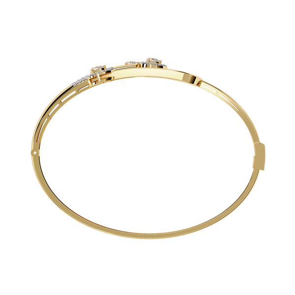 Yellow Gold Pear Halo Tulip Bypass Bangle