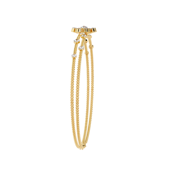 Yellow Gold Diamond Snowflake Twin-Chain Bracelet