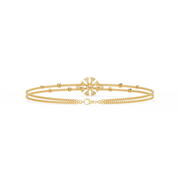 Yellow Gold Diamond Snowflake Twin-Chain Bracelet