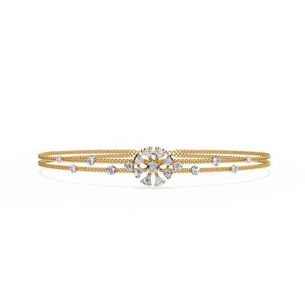 Yellow Gold Diamond Snowflake Twin-Chain Bracelet