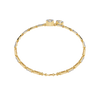 Yellow Gold Solitaire and Bamboo Bar Link Bracelet